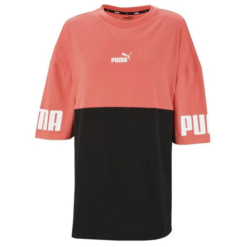 Camiseta Puma Power Colorblock Verde Mujer